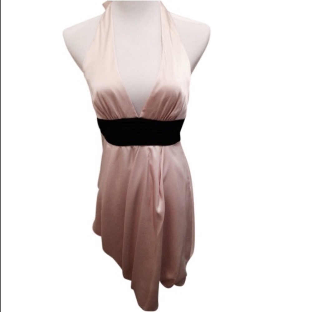 BCBG Cream and Black Halter Dress.